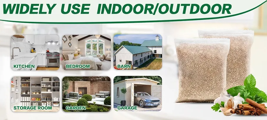 Where to use PestVault pest repellent pouches: kitchen, bedroom, barn, storage room, garden and garage